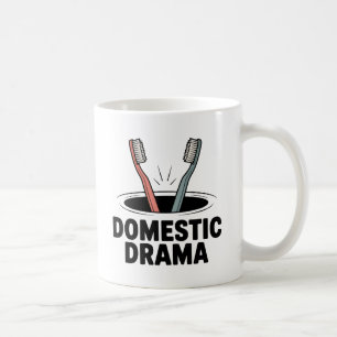 Caneca De Café Drama Doméstico   Caos no Relacionamento com Humor