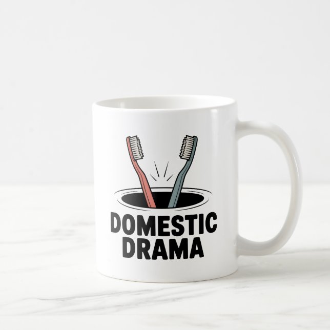 Caneca De Café Drama Doméstico | Caos no Relacionamento com Humor (Direita)