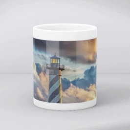 Caneca De Café Dramatic Lighthouse Seascape with Stormy Waves