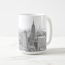 Caneca De Café Drawing of New York City Landscape