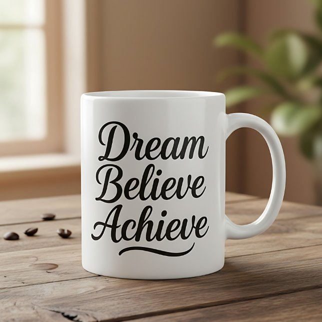 Caneca De Café Dream Acredite em Obter Cotação Motivacional (Criador carregado)