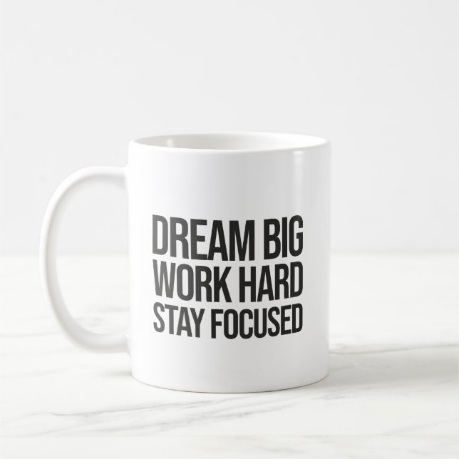 Caneca De Café Dream Big, Duro De Trabalho, Stsay Focated - Gym,  (Esquerda)