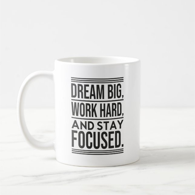 Caneca De Café Dream Big, Duro De Trabalho, Stsay Focated - Gym,  (Esquerda)