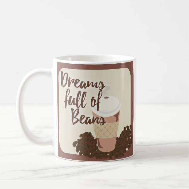 Caneca De Café Dream of Coffee Beans Coffee Beans Java Illustrati (Esquerda)
