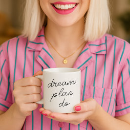 Caneca De Café Dream Plan Do | Script Na moda minimalista moderno