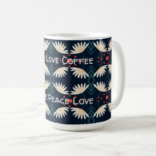 Caneca De Café Dreamoro Floral Peace Love Coffee