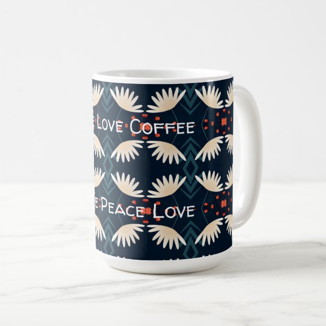 Caneca De Café Dreamoro Floral Peace Love Coffee (Frente Esquerda)