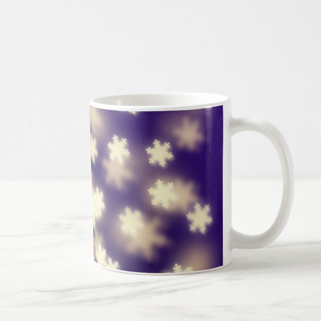 Caneca De Café Dreamy Blue Snowflake Bokeh Lights (Direita)