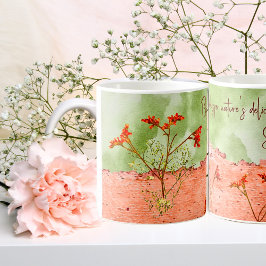 Caneca De Café Dreamy Pink Green Flowers Cita Inspiração
