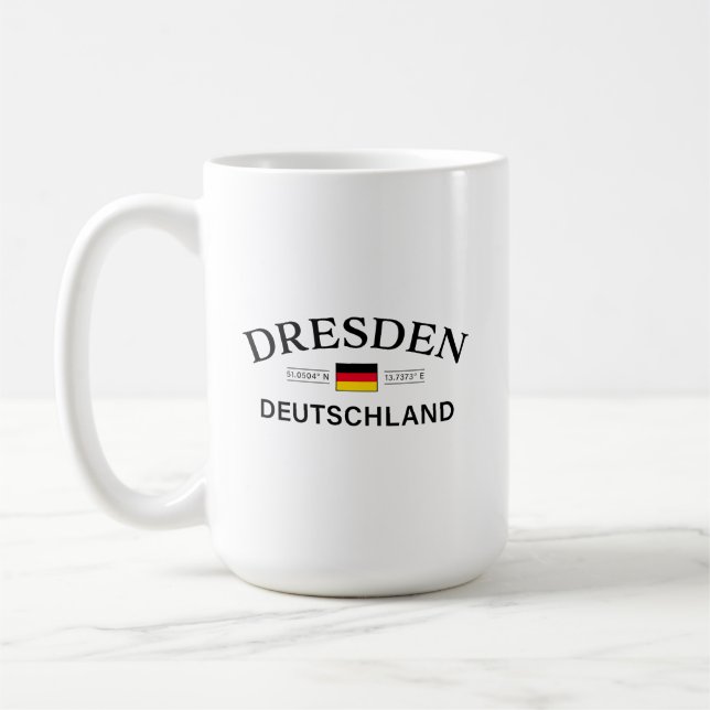 Caneca De Café Dresden Alemanha Coordenadas Alemão (Esquerda)