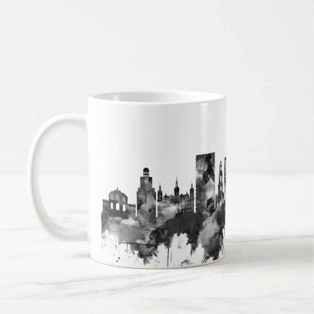 Caneca De Café Dresden Germany Skyline BW (Esquerda)
