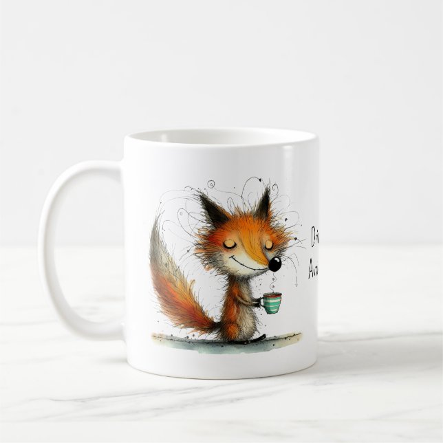 Caneca De Café Drink Coffee. Avoid Humans. Whimsical Fox Funny (Esquerda)