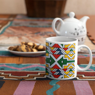 Caneca De Café Drinkware Geométrico Tribal Africano Colorido