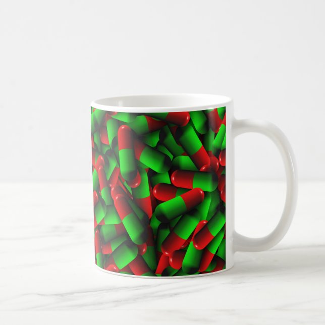 Caneca De Café drogas de pílulas verdes vermelhas (Direita)