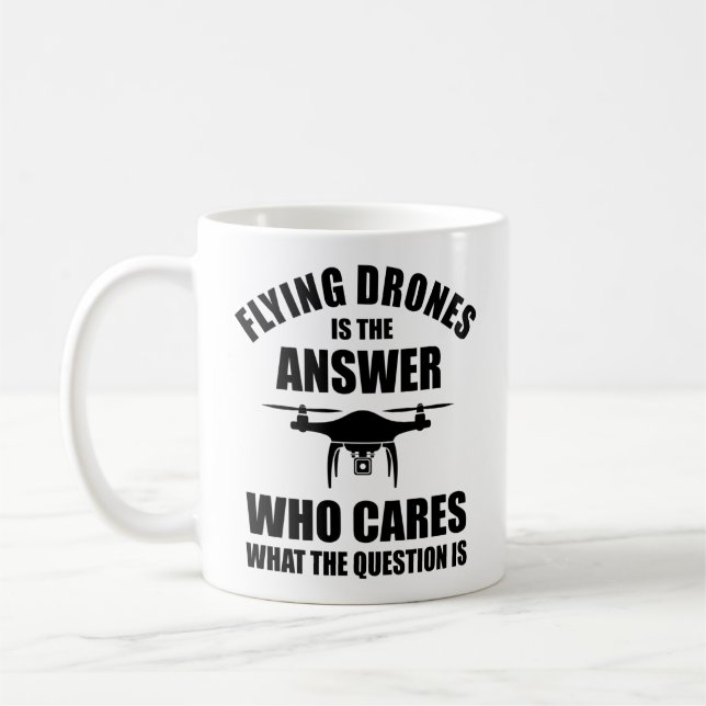 Caneca De Café Drones Voadores É A Resposta (Esquerda)