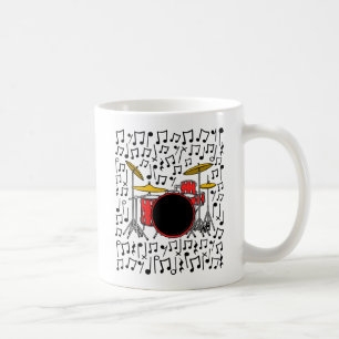 Caneca De Café Drum Kit Musical Notes Drummer Percussion Musical