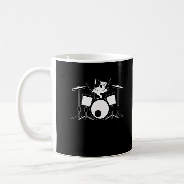 Caneca De Café Drumet Cat Drumset Pet Drumet Musical Animal (Esquerda)