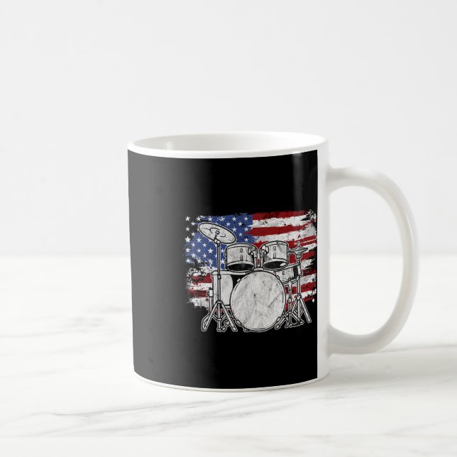 Caneca De Café Drummer Drum Set Drums U Flag American American 4t (Direita)