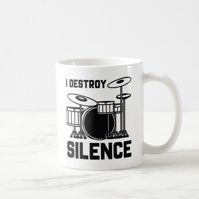Caneca De Café Drummer I Destroy Silence (Direita)