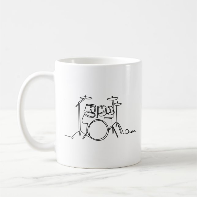 Caneca De Café Drummer Music Design Um Tambor De Linha (Esquerda)