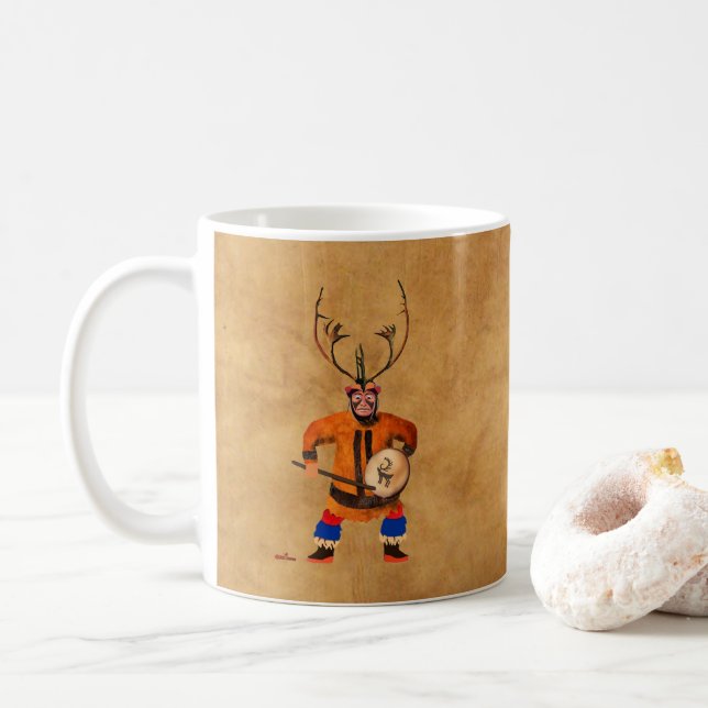 Caneca De Café Drumming Shaman (Com Donut)
