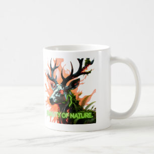 Caneca De Café Dualidade da Natureza Cyberpunk Cervo Metálico