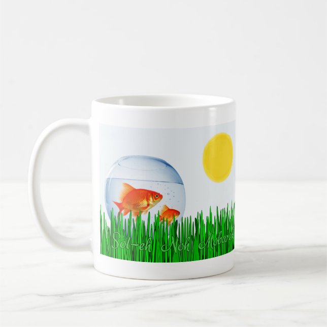 Caneca De Café Duas س de Grama Dourfish Sun Primavera Equinox ا ل (Esquerda)