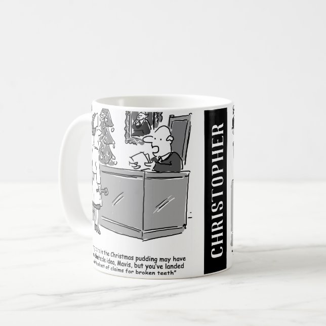 Caneca De Café Duas Cartoons Legais Engraçadas para o Natal (Frente Esquerda)