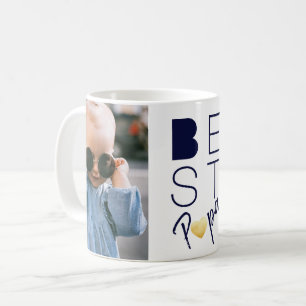 Caneca De Café Duas Fotografias Azul, O Melhor Papa Mug