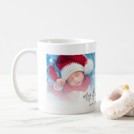 Caneca De Café Duas Fotografias do Novo Bebê Primeiro Nome de Nat