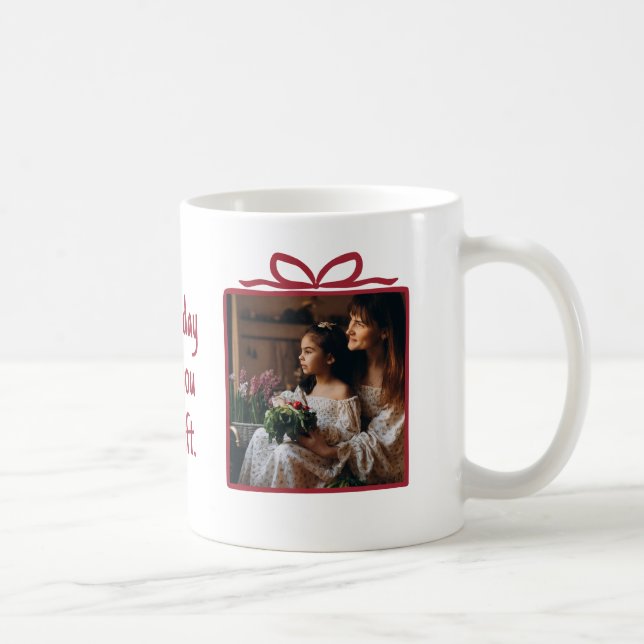 Caneca De Café Duas Fotos Quadro de Presente Vermelho e Arco (Direita)