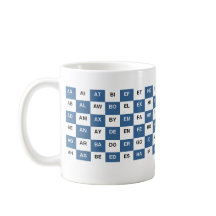 Duas letras de palavra mug Blue e white