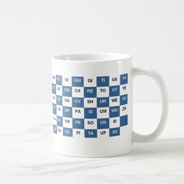 Caneca De Café Duas letras de palavra mug Blue e white (Direita)
