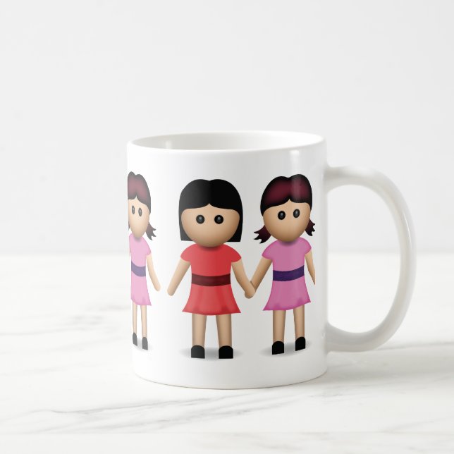 Caneca De Café Duas mulheres que guardaram as mãos Emoji (Direita)