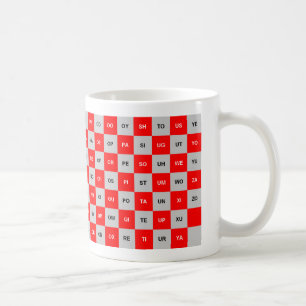 Caneca De Café Duas palavras-letra, vermelho e Cinza, intrl. vers