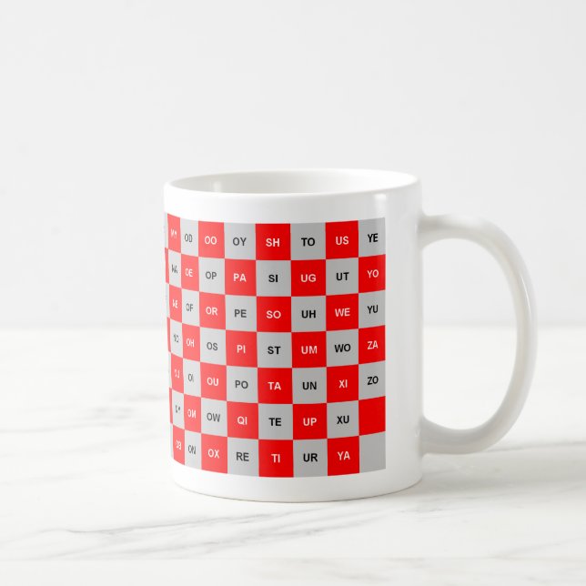 Caneca De Café Duas palavras-letra, vermelho e Cinza, intrl. vers (Direita)