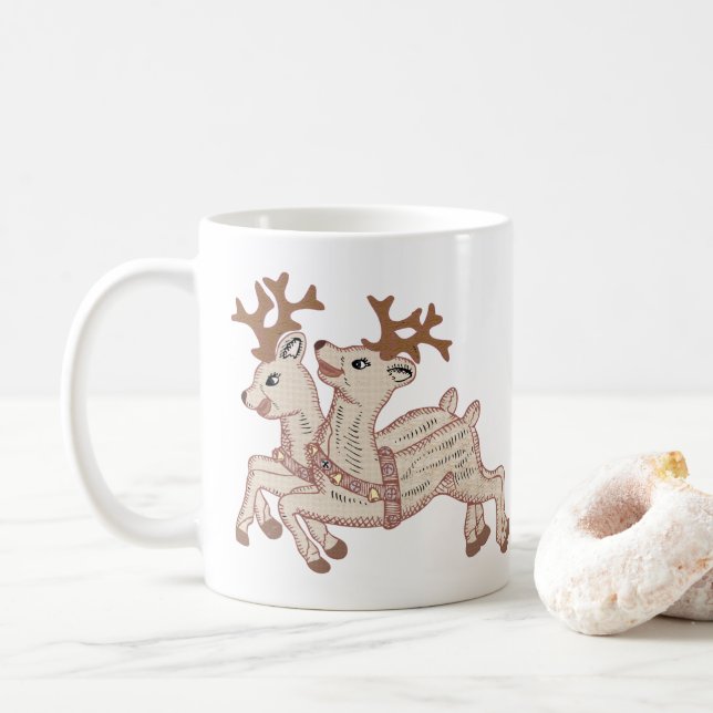 Caneca De Café Duas Reindeer (Com Donut)
