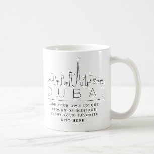 Caneca De Café Dubai Stylized Skyline   Mug De Café De Slogan Per