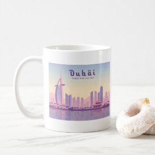 Caneca De Café Dubai UAE Burj Khalifa Pastel Design Viagem