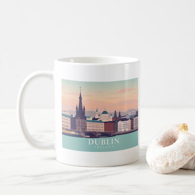Caneca De Café Dublin Irlanda Pastel Viagem Design (Com Donut)