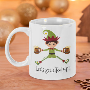 Caneca De Café Duende Divertido Natal Vamos Ficar Endoidecidos