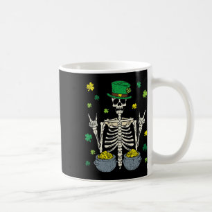 Caneca De Café Duende Esqueleto Dia de São Patrício Trevo