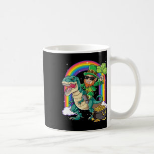 Caneca De Café Duende Montando Dinossauro Dia de São Patrício Men