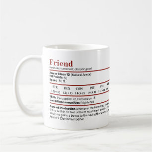 Caneca De Café Dungeons & Dragon Amigo BFF Stat Block Mug
