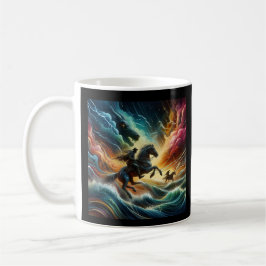 Caneca De Café Duo Dinâmico: Aventura Stormy Horseback