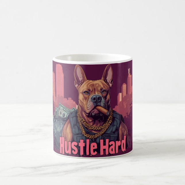 Caneca De Café Duro de Hustle - Cachorro Pitbull com Dinheiro e C (Centro)