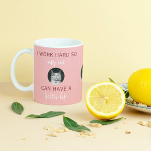 Caneca De Café Duro de Trabalho - Foto de Cat Personalizável
