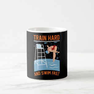 Caneca De Café Duro do comboio e Natação rápida - Design do nadad