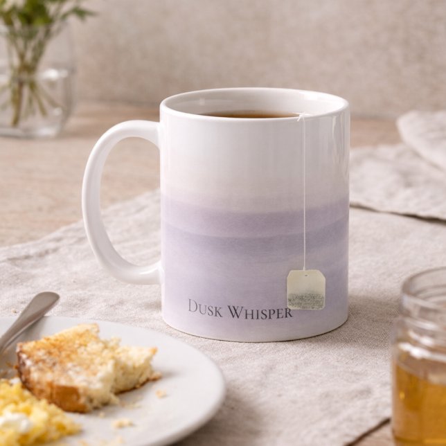 Caneca De Café Dusk Whisper Fade Classic Mug, 11 oz (A soft dusk fade centers the design with refined serif Dusk Whisper text)