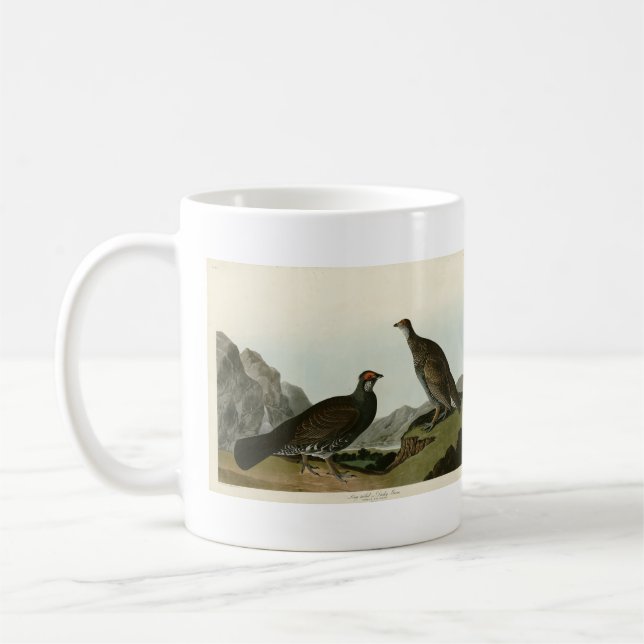 Caneca De Café Dusky Grous (Blue Grouse) - Aves de Audubon da Amé (Esquerda)